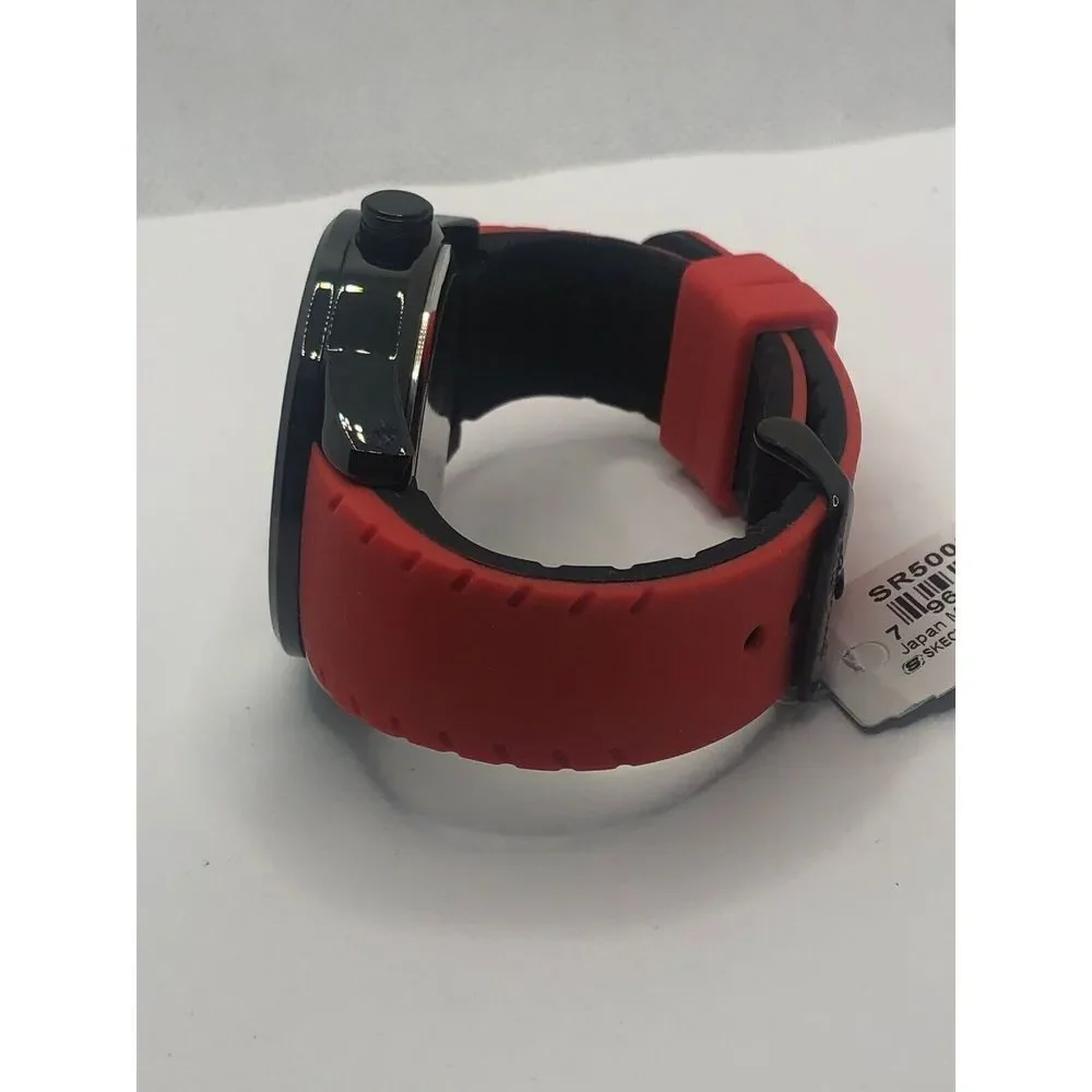 Skechers SR5005 Men's Red Silicone Analog Black Dial Quartz Genuine Watch OP151